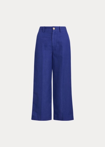 Pantalones Polo Ralph Lauren Mujer Azul Rey Azules - Linen-Blend Wide-Leg - KUEZO1804